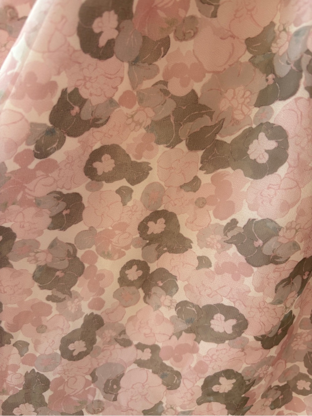 Wilfred Daughter Dress Gray Pink Floral Smocked Waist Puff Sleeve Mini Dress M - Picture 6 of 9
